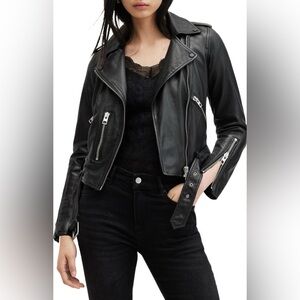 AllSaints Balfern leather biker jacket black/silver